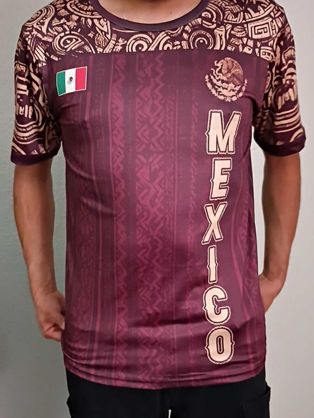 Mexico Graphic Short-Sleeve Men's Shirt - Maroon